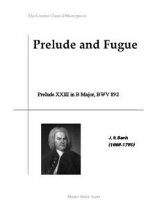 Prelude and Fugue No.23 in B Major, BWV 892: Prelude by Johann Sebastian Bach