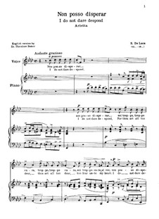 Non posso disperar: For voice and piano by Sergio de Luca