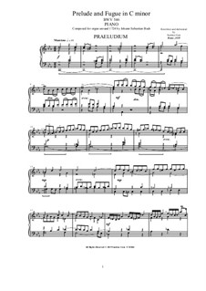 Prelude and Fugue No.16 in C Minor, BWV 546: For piano by Johann Sebastian Bach