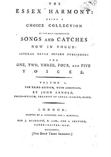 The Essex Harmony: Piano-vocal score by John Blow, Henry Purcell, Georg Friedrich Händel, Henry Carey, John Arnold