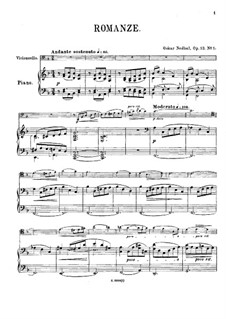 Two Pieces for Cello and Piano, Op.12: No.1 Romance by Oskar Nedbal
