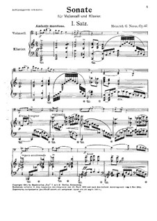 Sonata for Cello and Piano, Op.47: Score by Heinrich Gottlieb Noren