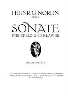 Sonata for Cello and Piano, Op.47: Solo part by Heinrich Gottlieb Noren