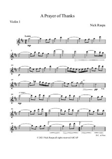 A Prayer of Thanks: For Violin Duet – Violin 1 part by Nick Raspa