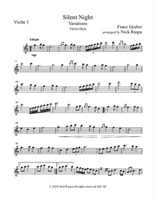 Variations: For violin duet – Violin 1 part by Franz Xaver Gruber