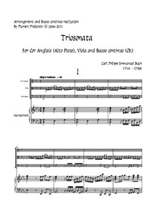 Trio Sonata for Cor Anglais, Viola and Basso continuo C minor: Trio Sonata for Cor Anglais, Viola and Basso continuo C minor by Carl Philipp Emanuel Bach