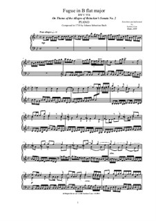 Fugue in B Flat Major, BWV 954: For piano by Johann Sebastian Bach