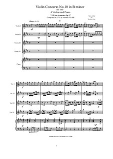 Concerto for Four Violins, Cello and Strings No.10 in B Minor, RV 580: Version for four violins and piano by Antonio Vivaldi