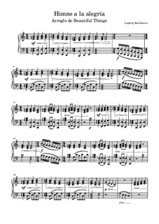 Ode to Joy, for Piano: For a single performer by Ludwig van Beethoven