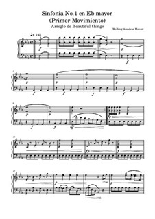 Symphony No.1 in E Flat Major, K.16: Movement I, for piano by Wolfgang Amadeus Mozart