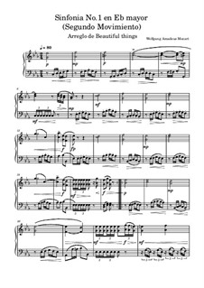 Symphony No.1 in E Flat Major, K.16: Movement II, for piano by Wolfgang Amadeus Mozart