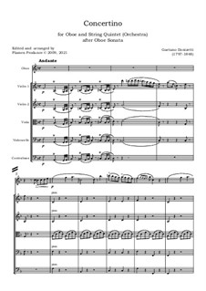 Concertino for Oboe and Strings after Oboe Sonata: Score by Gaetano Donizetti