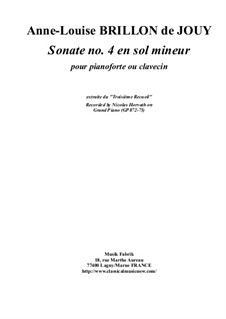 12 Sonatas for piano (or harpsichord): Sonata No.4 in g minor by Anne-Louise Brillon de Jouy