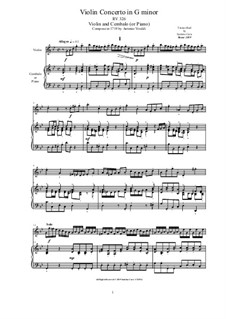 10 Concertos for Violin, Strings and Cembalo, Op.7: Concerto No.3. Version for violin and cembalo (or piano), RV 326 by Antonio Vivaldi