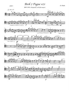 Prelude and Fugue No.21 in B Flat Major, BWV 890: Fugue, for 3 cellos by Johann Sebastian Bach