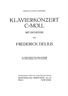 Piano Concerto in C Minor: For two pianos four hands by Frederick Delius