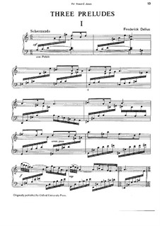 Three Preludes: For piano by Frederick Delius