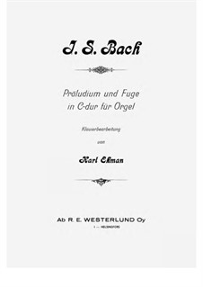 Prelude and Fugue No.1 in C Major, BWV 531: For piano by Johann Sebastian Bach