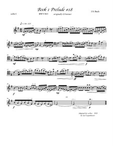 Prelude and Fugue No.18 in G Sharp Minor, BWV 863: Prelude, for four cellos by Johann Sebastian Bach