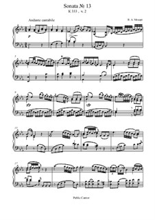 Sonata for Piano No.13 in B Flat Major, K.333: Movement II by Wolfgang Amadeus Mozart