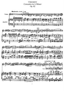 Concerto for Violin and Orchestra in A Minor, Op.82: For violin and piano – solo part, score by Alexander Glazunov