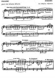 Pavane pour une infante défunte (Pavane for a Dead Princess), M.19: For piano by Maurice Ravel