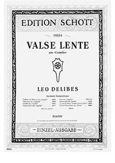 Coppélia, ou La fille aux yeux d’émail: Waltz, for piano by Léo Delibes