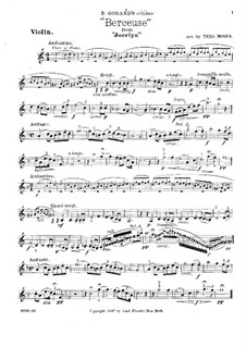 Berceuse: Score for violin and piano, solo part by Benjamin Godard