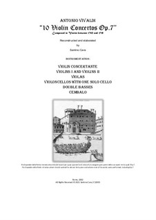 10 Concertos for Violin, Strings and Cembalo, Op.7: Scores and parts by Antonio Vivaldi