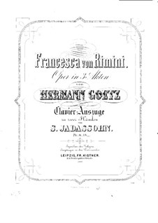 Francesca da Rimini: Piano-vocal score by Hermann Goetz