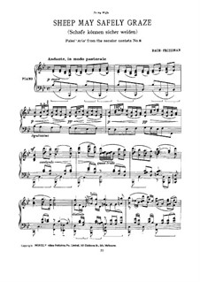 Sheep May Safely Graze: For piano by Johann Sebastian Bach