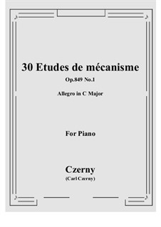 Nos.1-10: No.1 Allegro in C Major by Carl Czerny