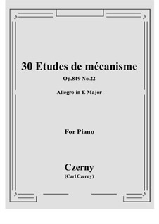 Nos.21-30: No.22 Allegro in E Major by Carl Czerny