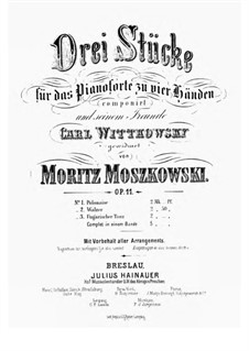 Three Pieces for Piano Four Hands, Op.11: Parts by Moritz Moszkowski