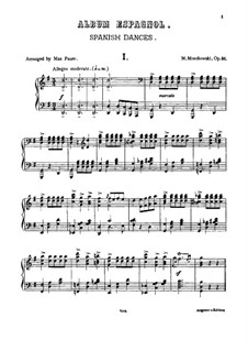 Album espagnol (Four Pieces), Op.21: For piano by Moritz Moszkowski