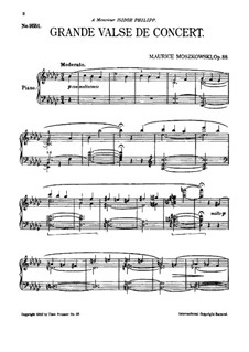 Grande valse de concert (Grand Concert Waltz), Op.88: For piano by Moritz Moszkowski