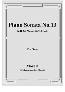 Sonata for Piano No.13 in B Flat Major, K.333: Movement II by Wolfgang Amadeus Mozart