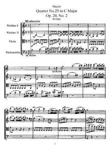 String Quartet No.25 in C Major, Hob.III/32 Op.20 No.2: Full score, parts by Joseph Haydn
