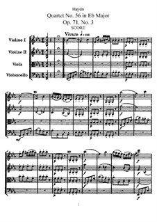String Quartet No.56 in E Flat Major, Hob.III/71 Op.71 No.3: Full score, parts by Joseph Haydn