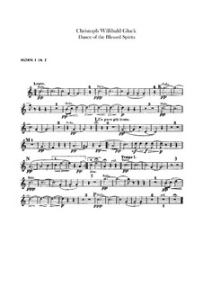 Dance of the Blessed Spirits: French horns parts by Christoph Willibald Gluck