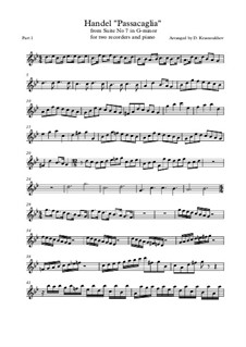 Suite No.7 in G Minor, HWV 432: Passacaglia, for two recorders and piano by Georg Friedrich Händel