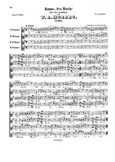 Ave Maria, KV 554: Vocal score by Wolfgang Amadeus Mozart