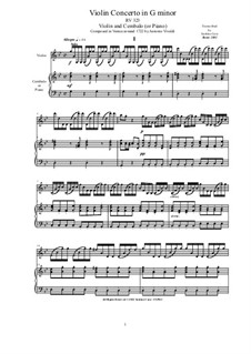 Concerto for Violin and Strings in G Minor, RV 323: Version for violin and cembalo (or piano) by Antonio Vivaldi