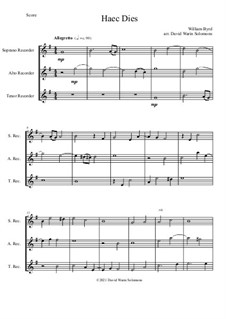 Haec Dies: For recorder trio by William Byrd