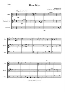 Haec Dies: For wind trio (oboe, clarinet, bassoon) by William Byrd