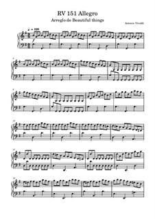 Concerto for Strings in Sol maggiore, RV 151: Allegro, for piano by Antonio Vivaldi