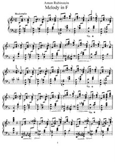 Melody in F, Op. 3 No. 1 sheet music for piano solo