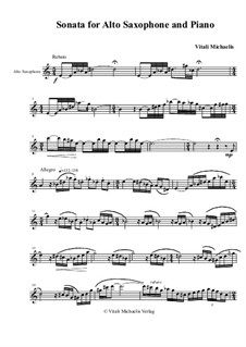 Sonata for Alto Saxophone and Piano: Solo part by Vitali Michaelis