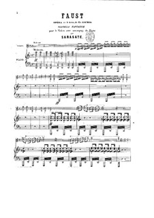Fantasia on Themes from 'Faust' by Gounod, Op.13: Score, solo part by Pablo de Sarasate