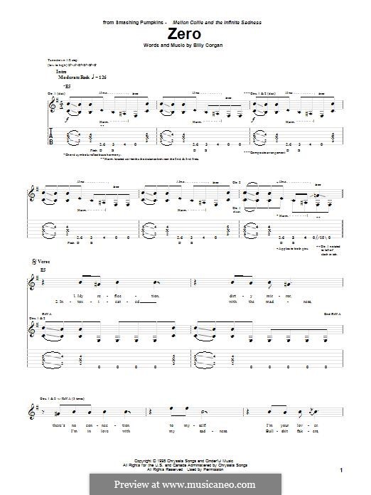 Zero (The Smashing Pumpkins) by B. sheet music on MusicaNeo